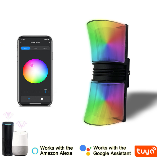 9W APP Control RGBW Home Bar Hotel Decorativo Wifi Smart APP Luces de pared Lámparas de pared LED para exteriores