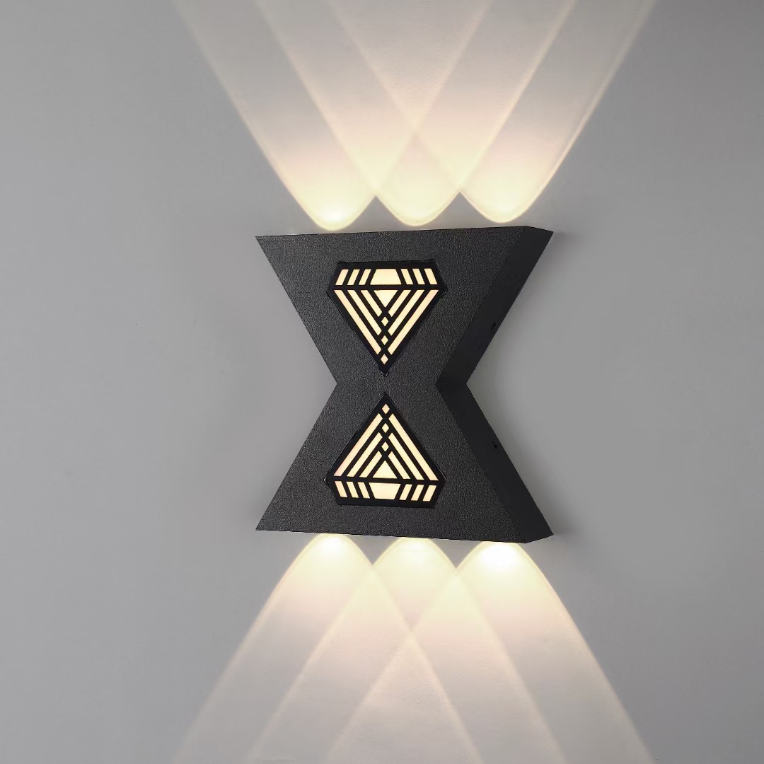 Lámpara de pared con forma de letra de 12 W Luz hacia arriba y hacia abajo Aplique de pared LED para exteriores Aplique de pared para exteriores moderno Aplique de pared para exteriores negro Aplique de pared para exteriores negro