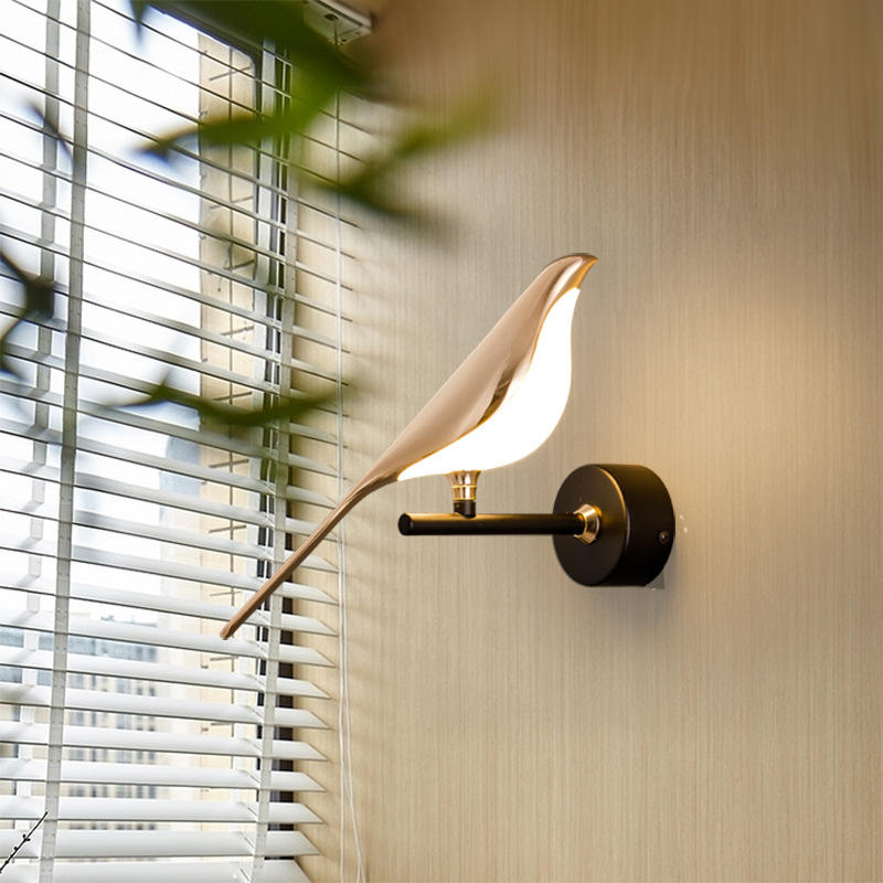 Hotelwandleuchte IP20 Led escalera pared luz 3W interior oro luminoso Chip Nachtlampje aplique pájaro Nachttischlampe noche única