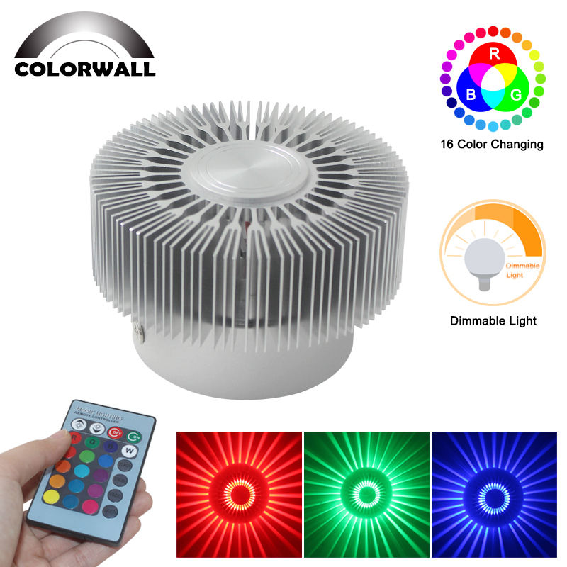 La luz de la pared del girasol de 3W incrusta el RGB con el regulador para la lámpara de pared decorativa del hotel interior