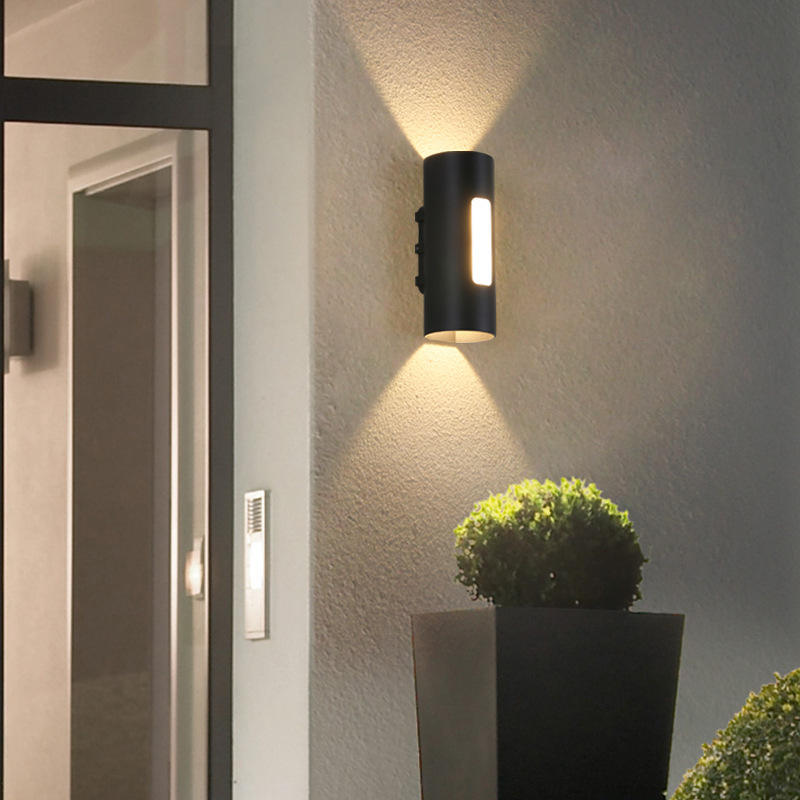 Aplique de decoración en blanco y negro Murale Led cuadrado redondo hacia arriba y hacia abajo luz Ip65 impermeable al lado de la lámpara de pared de luz cilíndrica Led