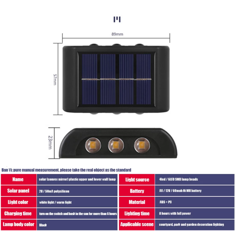 Luz Led Solar para exteriores, impermeable, balcón, luces solares para patio, calle, paisaje, decoración de jardín, lámpara de pared Solar para exteriores