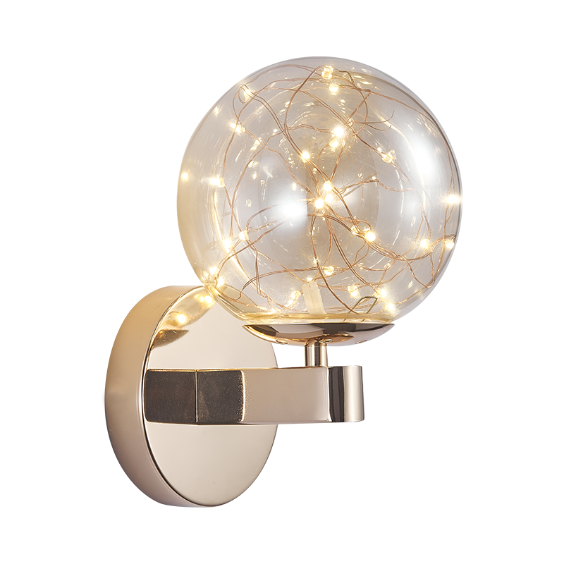 Lámpara de pared estrellada pequeña de 6 W, superventas, vidrio chapado en hierro forjado para uso en interiores