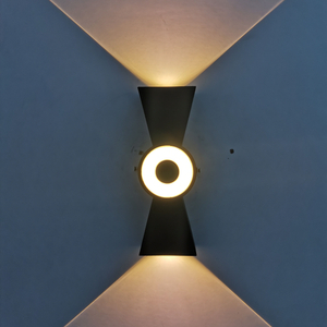 Lámpara de pared con forma de nudo chino impermeable para exteriores de 6W, candelabro de aluminio con chip COB arriba y abajo, luz de pared ip65, jardín de porche cuadrado