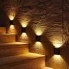 Lámpara de pared solar para decoración de exteriores, jardín, patio, hogar, resistente al agua, arriba y abajo, lámpara de pared luminosa, lámpara de arandela de pared para exteriores