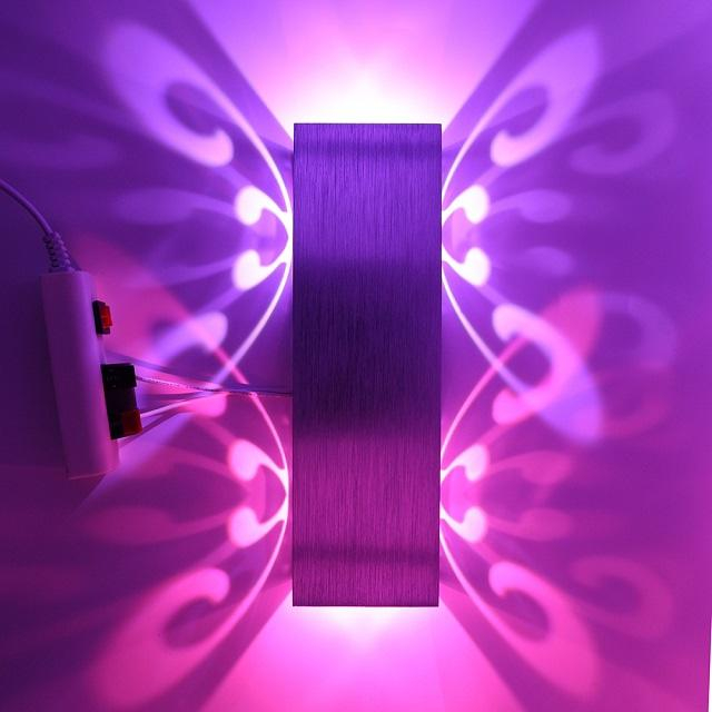 Lámpara de mariposa doble de 2W y 6W para decoración de interiores, lámpara de pared, lámpara de noche pequeña única para decoración de sala de estar de Hotel