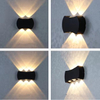 Lámpara LED de pared de arco de luz hacia arriba y hacia abajo de doble cabeza para exteriores, lámpara de pared impermeable para pasillo, escalera, balcón, exterior