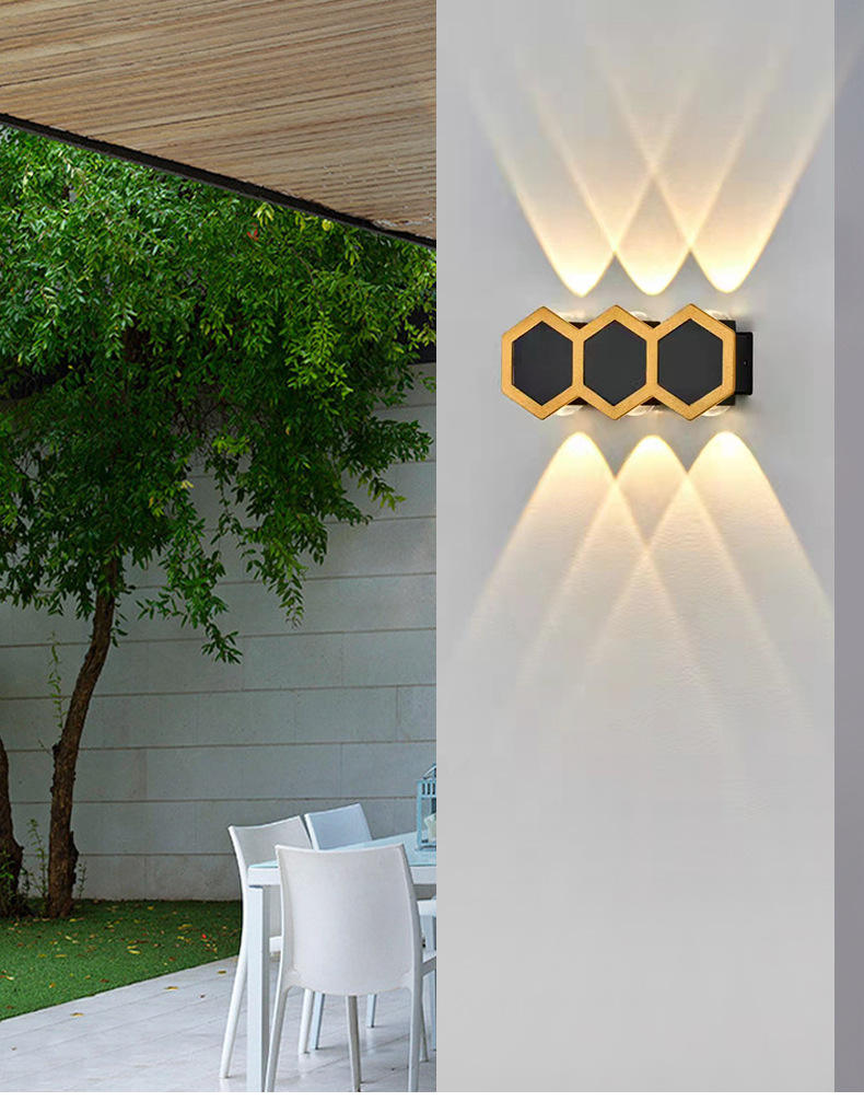 Lámpara de pared moderna dorada IP65 Iluminación exterior Impermeable 6W Lámpara de pared LED Sala de estar Pasillo Parque Paisaje Jardín Luz