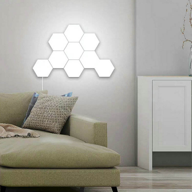 Lámpara de pared hexagonal cuántica de nido de abeja LED colorida con sensible al tacto para dormitorio, sala de estar, escalera, desván