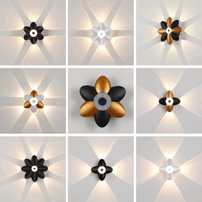 Luz LED de pared para exteriores, luz de pared luminosa para decoración de pared, foco de loto, Villa, pasillo, balcón, pasillo, luz de pared de fondo