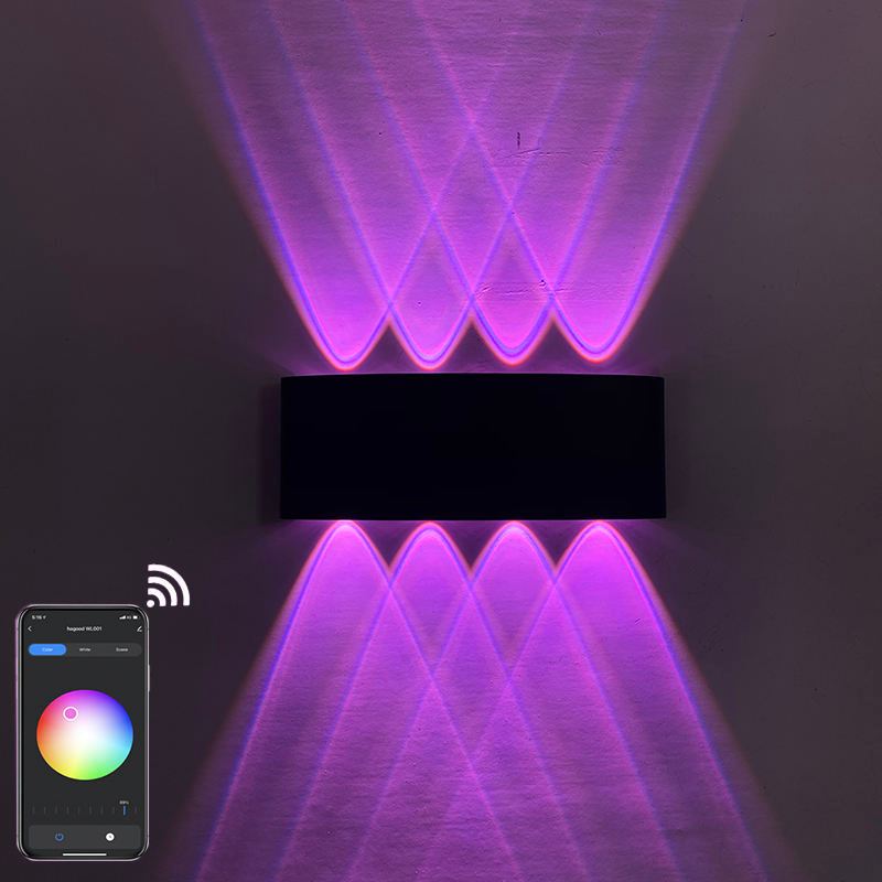 2022 aplicación Tuya Smart Home WiFi aplicación controlada 85-265V RGBW IP65 aluminio impermeable Led lámpara de jardín inteligente Led exterior arriba y abajo luz de pared