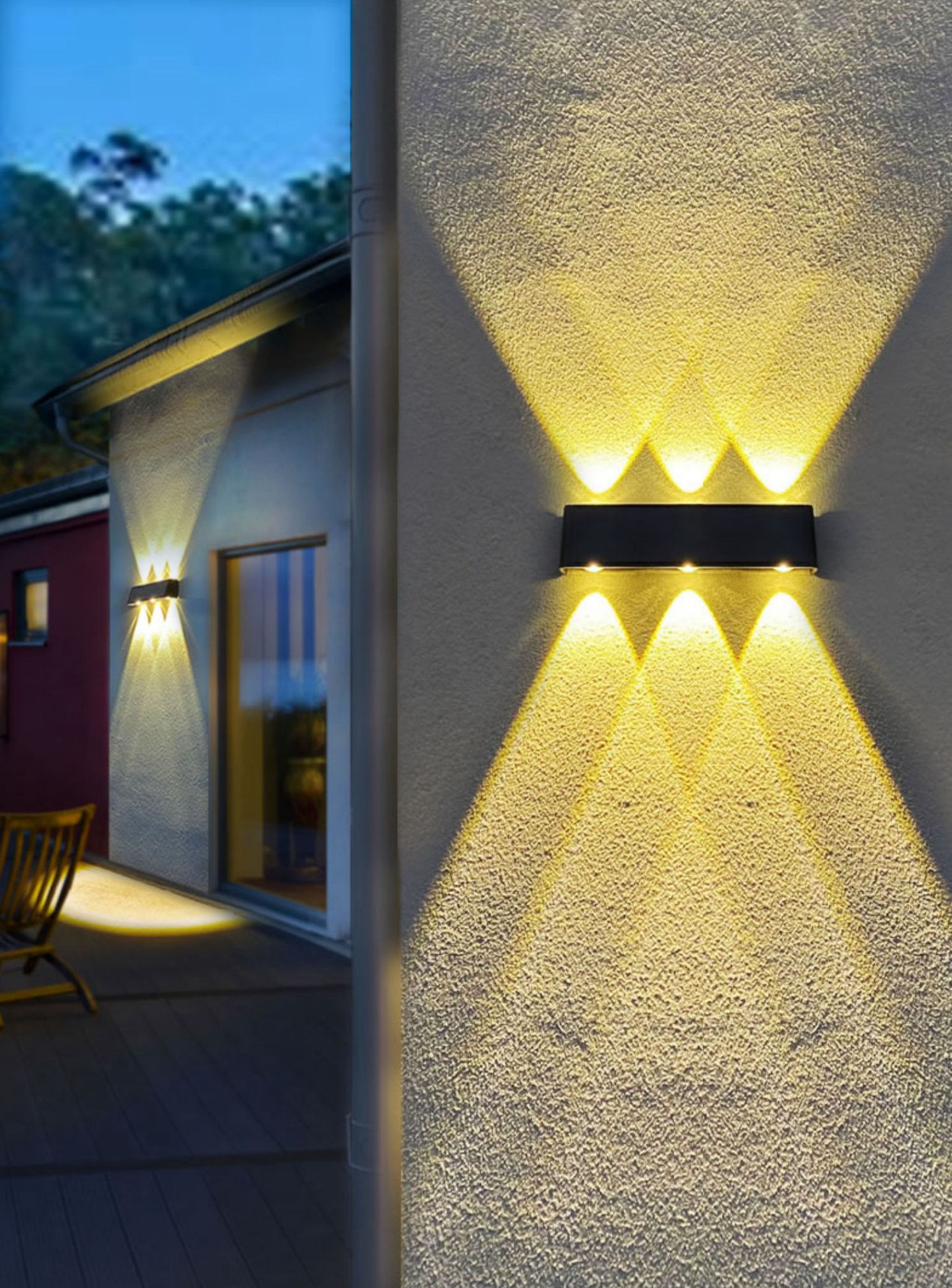 Nueva luz solar impermeable para exteriores, foco de pared exterior para jardín de casa, villa, luz de pared súper brillante, luz decorativa, lavado de pared