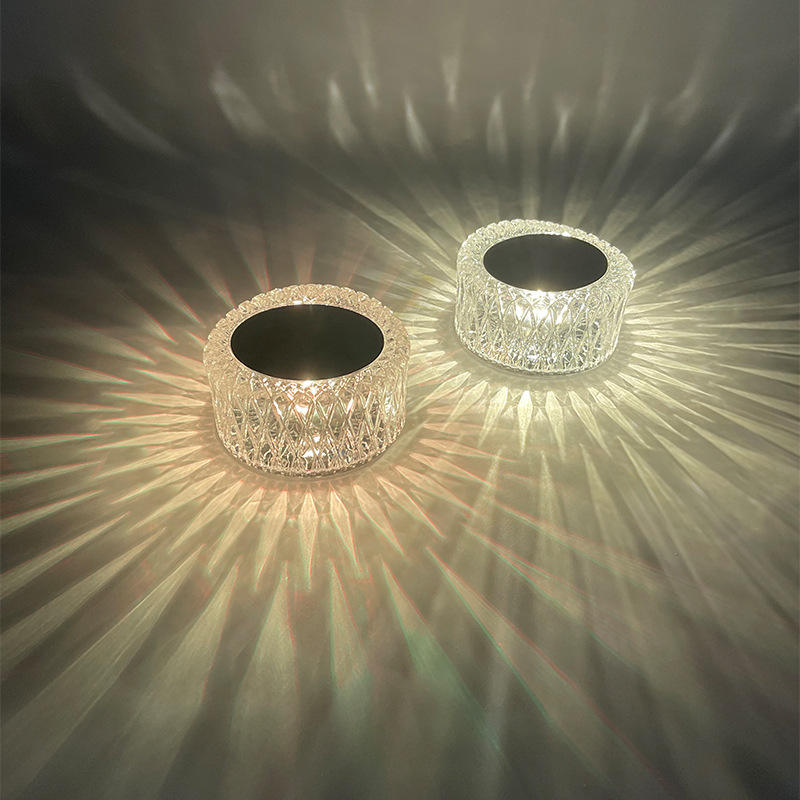 Lámpara de mesa de cristal rosa Dormitorio Carga USB Mesita de noche Luz de noche romántica Control táctil Lámpara de mesa Pétalo Atmósfera Vajilla Interior Multicolor