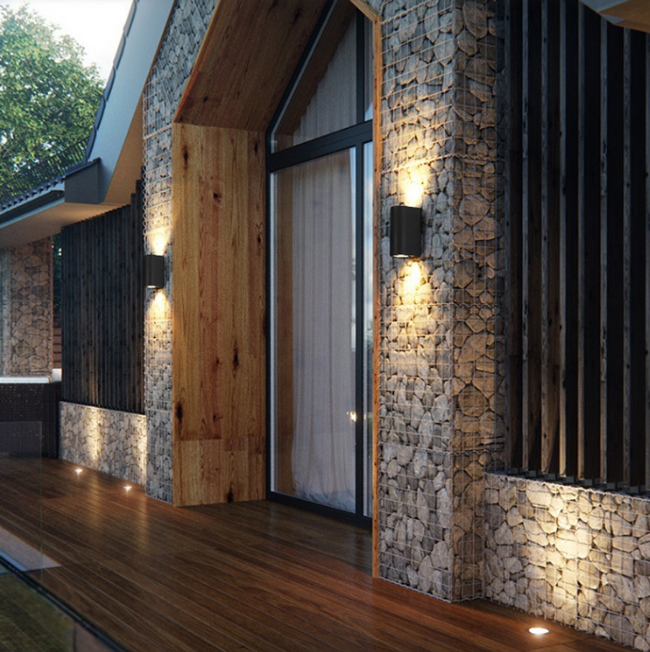Lámpara de pared impermeable de doble cabezal de columna de 12 W, lámpara de noche única, lámpara de pared impermeable IP65 para decoración de patio de jardín, apliques de exterior