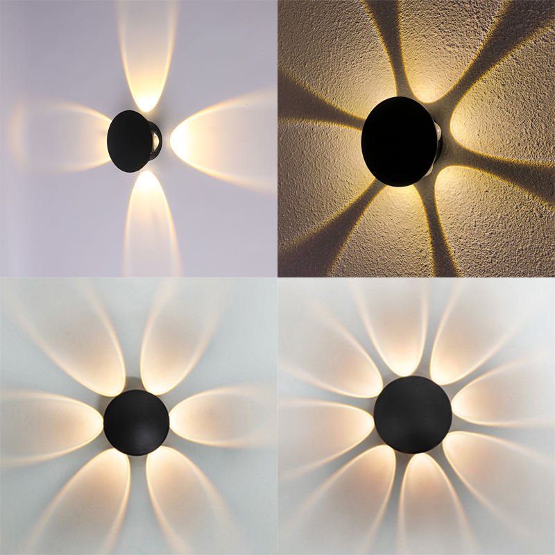 6W 8W IP65 forma de hongo 360 grados luz de pared led para decoración al aire libre iluminar lámpara de pared impermeable montada en la pared