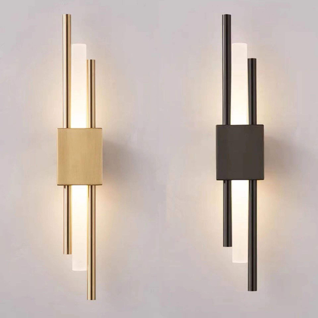 Lámpara de pared de tira larga de 6W, lámpara de pared de fondo de sala de estar, estudio, dormitorio, lámpara de noche, luz nórdica moderna simple, rejilla creativa de lujo