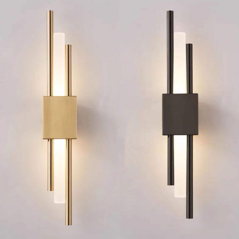 Lámpara de pared de tira larga de 6W, lámpara de pared de fondo de sala de estar, estudio, dormitorio, lámpara de noche, luz nórdica moderna simple, rejilla creativa de lujo
