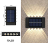  Luz de pared solar de 6LED hacia arriba y hacia abajo, decoración para exteriores, jardín, patio, luz de pared para el hogar, artículos luminosos impermeables para exteriores