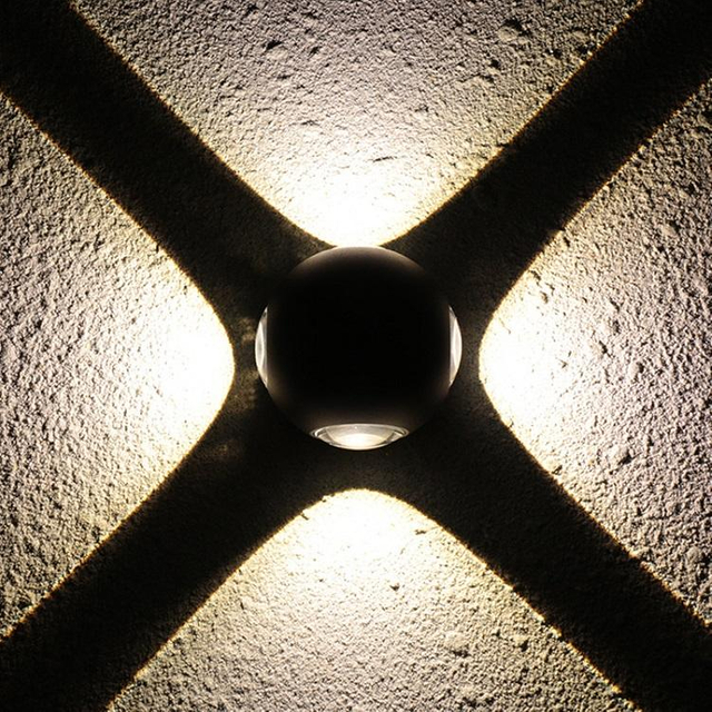 Luces de bola de llegada de gran tamaño de 12W, luz descendente para exteriores, luces multicolores, lámparas de pared externas, luminaria LED Wandlamp, lámparas de pared LED
