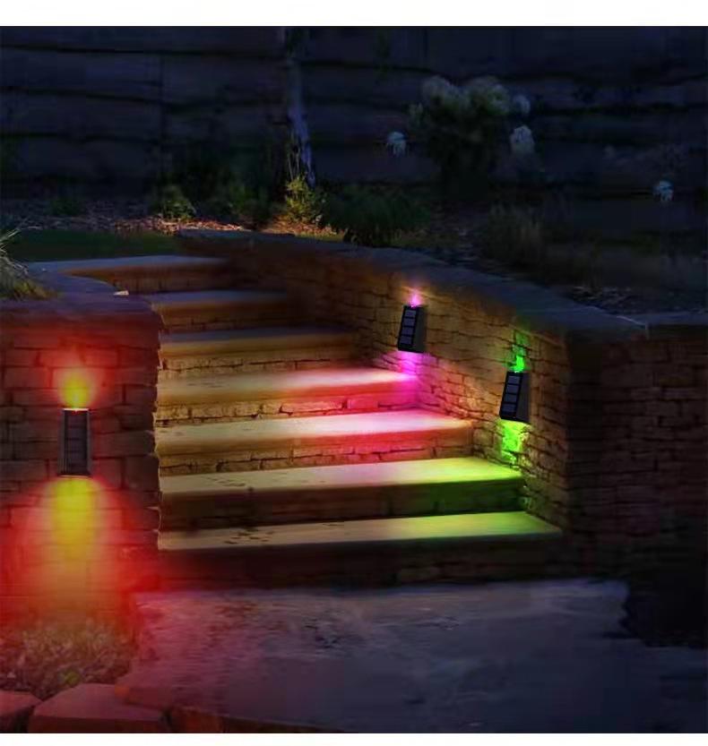 Nueva lámpara de pared solar trapezoidal, luz de pared superior e inferior, lámpara impermeable para exteriores para patio y jardín