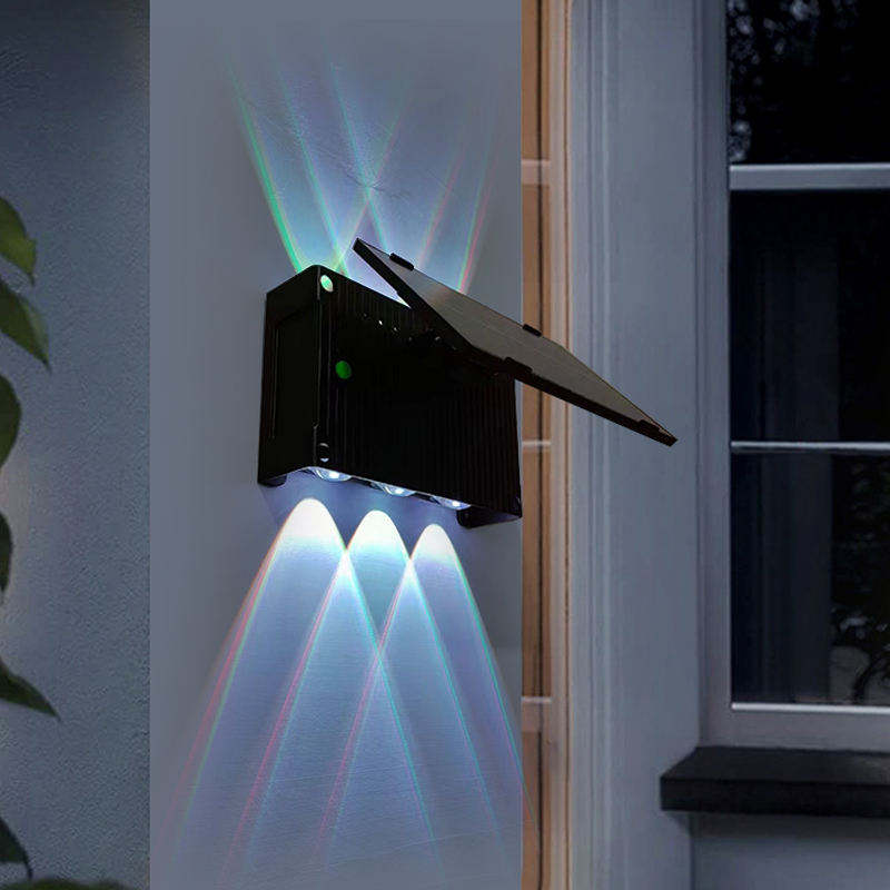 GISUN, nuevo producto, Control de luz inteligente, carga automática, lámpara de pared Solar RGB de 6W, luz Led impermeable para jardín