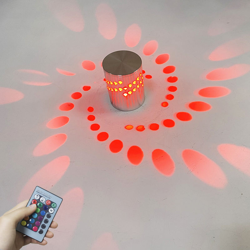 3W RGB Flor LED Lámpara de pared Montado en la pared Luz nocturna remota Espiral Agujero LED Hermosa lámpara de pared decorativa 