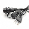 Enchufe de cable de la UE 303 interruptor Cable de alimentación de extensión 303 interruptor E14 doble anillo Cable tornillo Base lámpara LED colgante cabeza bombilla enchufe