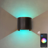 RGB APP 9W Control TUYA APP LED aplique de pared impermeable IP65 porche jardín arriba y abajo lámpara de pared Semicircular lámpara de pared impermeable