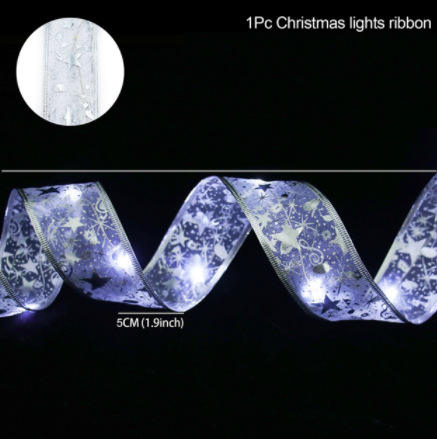 Cinta de luces LED, adornos para árboles de Navidad, guirnalda de luces de hadas, lazo de encaje DIY para Navidad, hogar, Año Nuevo, lámpara de decoración de Navidad