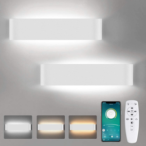 Lámpara led inteligente de luz hacia arriba y hacia abajo, lámpara de pared larga de 2,4G con controlador, luz de pared interior, luz de pared LED, temperatura de tres colores