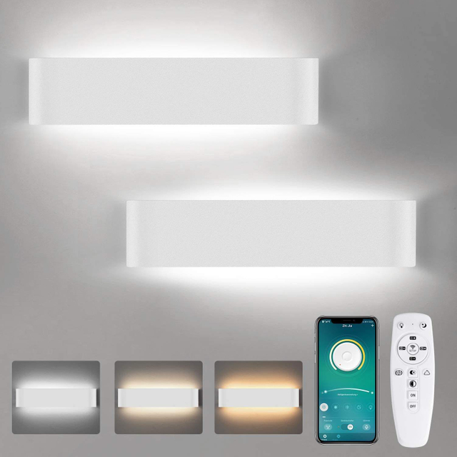 Lámpara led inteligente de luz hacia arriba y hacia abajo, lámpara de pared larga de 2,4G con controlador, luz de pared interior, luz de pared LED, temperatura de tres colores