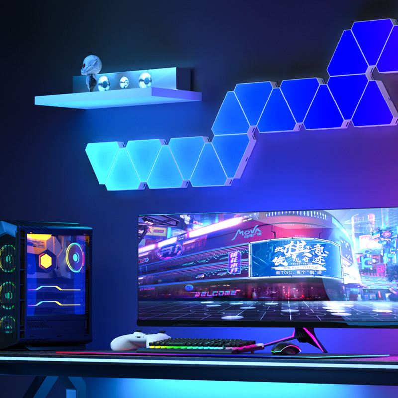 RGB Gaming Atmósfera Luz Pickup Control de sonido Honeycomb Quantum Table Room Decoración Fondo Pared Luz USB APP WIFI