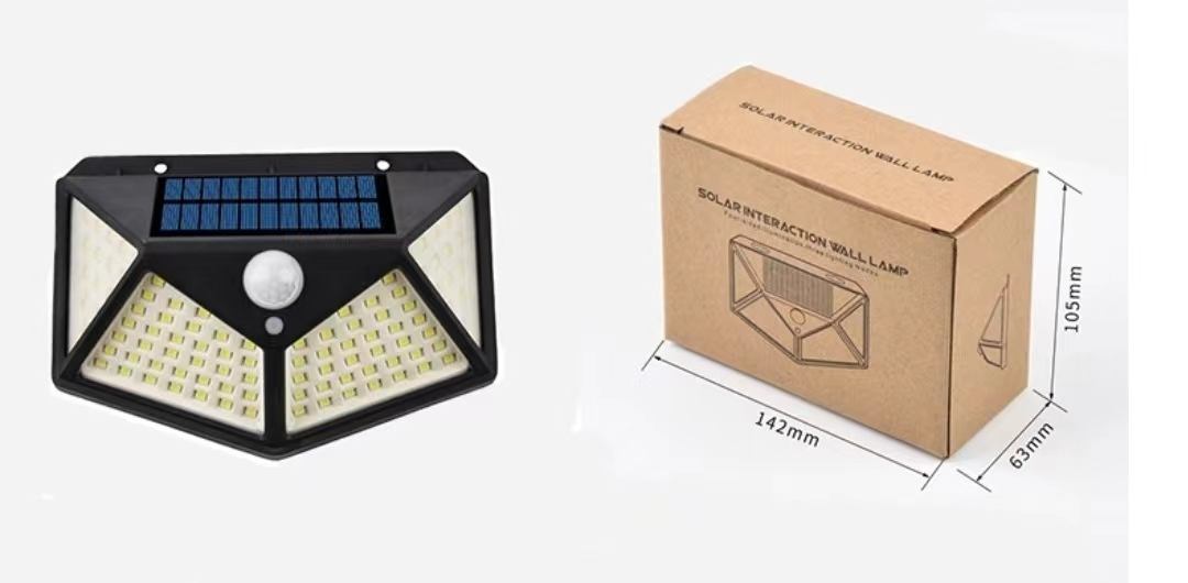 La mejor escalera de jardín para patio trasero al aire libre a prueba de agua IP67 energía Solar 4 lados iluminación lámpara de pared 100LED Sensor de movimiento Led luz Solar