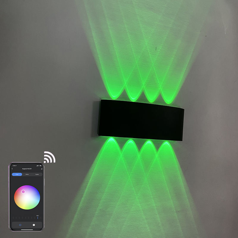 Aplicación de AC85-265V Control remoto Compatible con Bluetooth Regulable, aplique de pared Lámpara de pared RGB moderna Lámpara LED de hotel Luz LED 