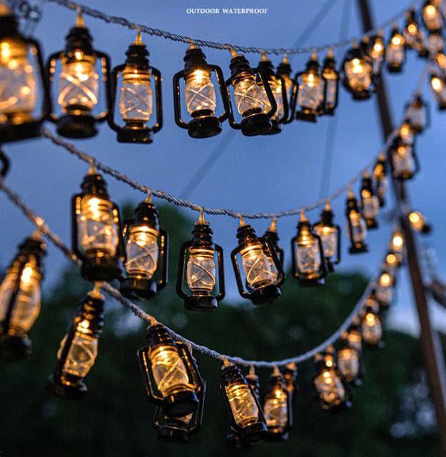 Cadena de luces LED de 1M y 10LED, luces de bola de hadas, cadena para acampar al aire libre, festival, vacaciones, decoración al aire libre, lámpara con batería, Navidad