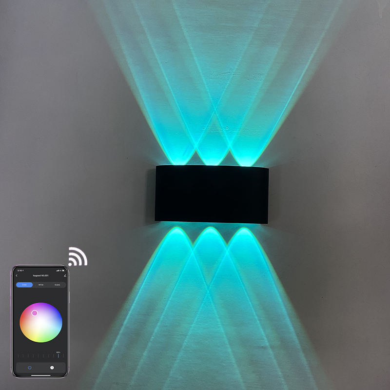 Lámpara de pared LED regulable compatible con Bluetooth para aplicación remota de luz de pared interior RGBW utilizada para decoración de vacaciones AC85-265V