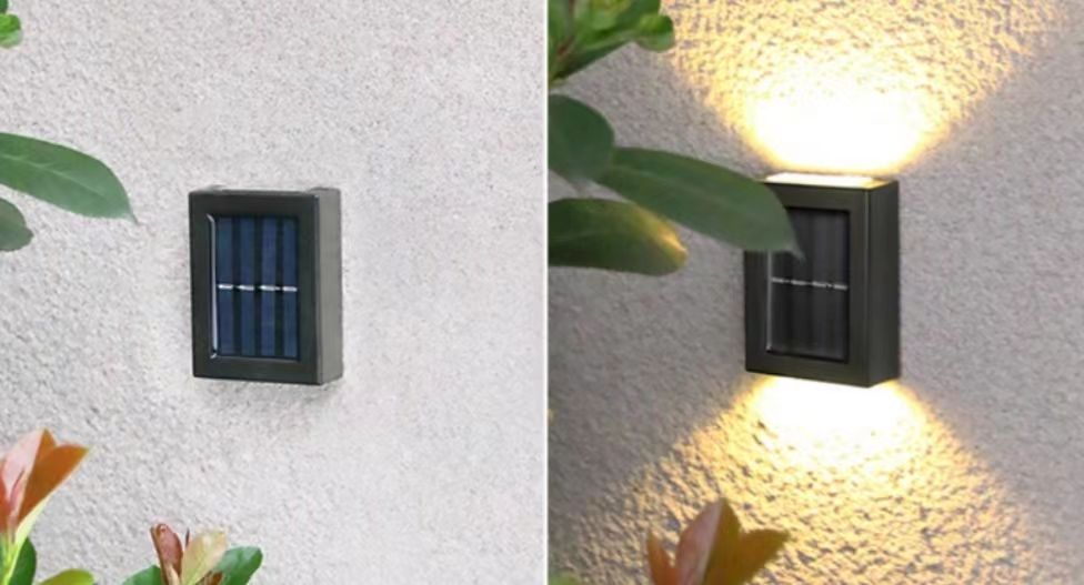 Luz de pared solar Lámpara inteligente Lámpara de pared impermeable al aire libre Arriba y abajo Luz de pared de escalera Aplique solar Luz de noche