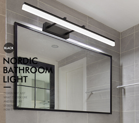 Luces LED Faros de espejo de aluminio 9 W Ángulo ajustable giratorio Lámparas de pared de temperatura de tres colores Luz de baño interior