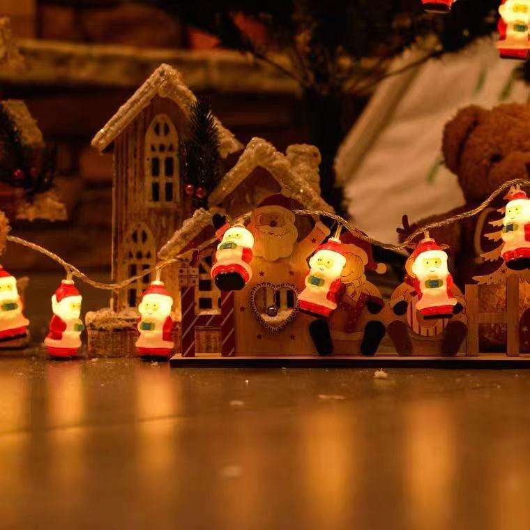 Luz de decoración de Navidad LED, guirnalda de decoración de habitación de Año Nuevo, adornos de vacaciones, decoración de jardín al aire libre, lámpara de cadena, luces de Papá Noel