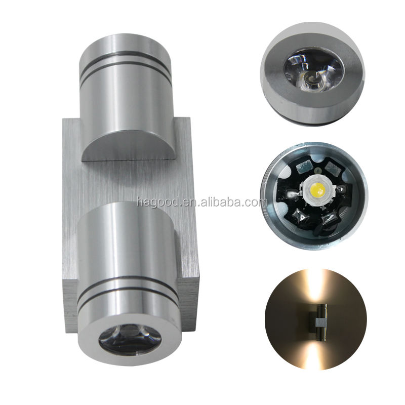 2x1W AC85-265V luces de pared LED modernas de aluminio lámpara de pared aplique de luz de espejo para decoración de pared interior o iluminación