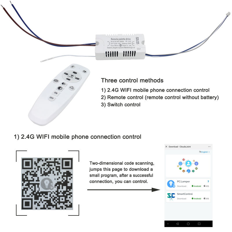Superficie de fuente de luz de repuesto inteligente de 2,4G para candelabro de Control remoto, luz led de techo, controlador de luz de techo