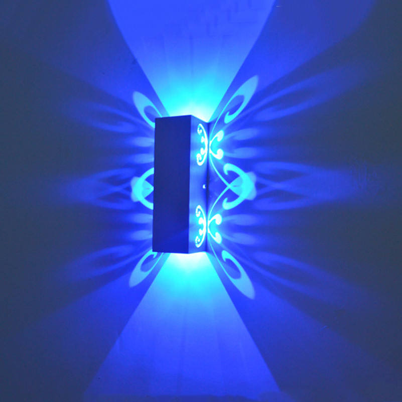 Recién llegado, candelabro de pared led de aluminio con doble mariposa de 6W para luces de pared interiores, luz nocturna de fondo de flores para salón de belleza