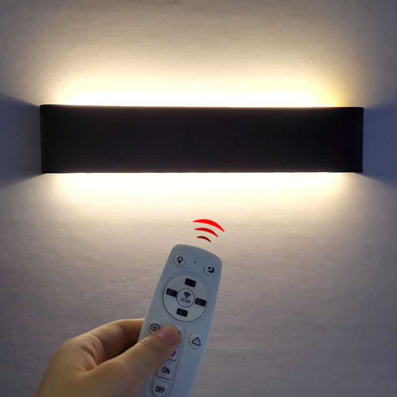 Gran oferta Ed lámpara de pared de aluminio 2,4g aplicación inteligente tira de Control remoto arriba y abajo lámpara de pared sala de estar TV hogar lámpara espejo frontal L