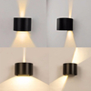Negro redondo 12W LED pared luz exterior impermeable IP65 porche jardín lámpara de pared iluminación exterior