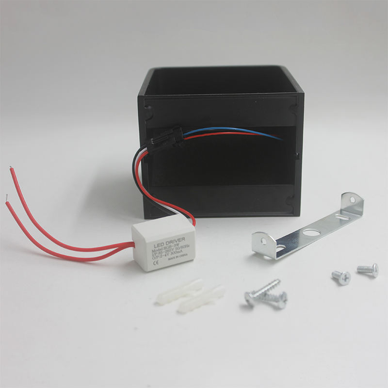 Lámpara de pared LED de cubo de 3W de cerámica negra hacia arriba y hacia abajo para decoración interior con lámpara de pared de precio de fábrica iluminación moderna