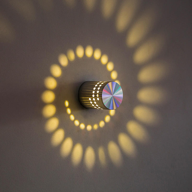 2023 precio barato noche luz espiral agujero RGB LED pared led luces decorativas