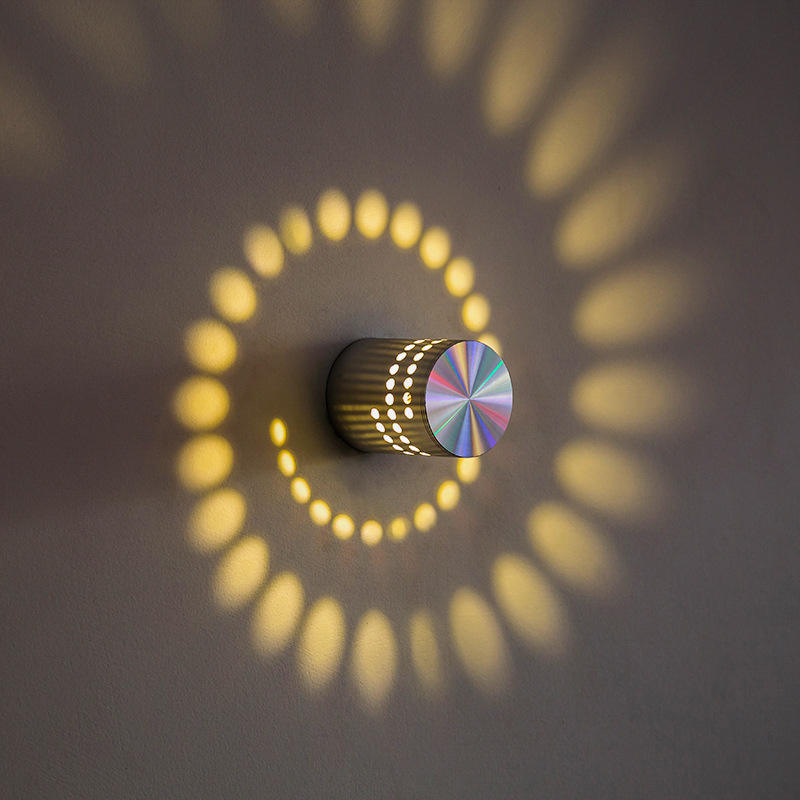 2023 precio barato noche luz espiral agujero RGB LED pared led luces decorativas