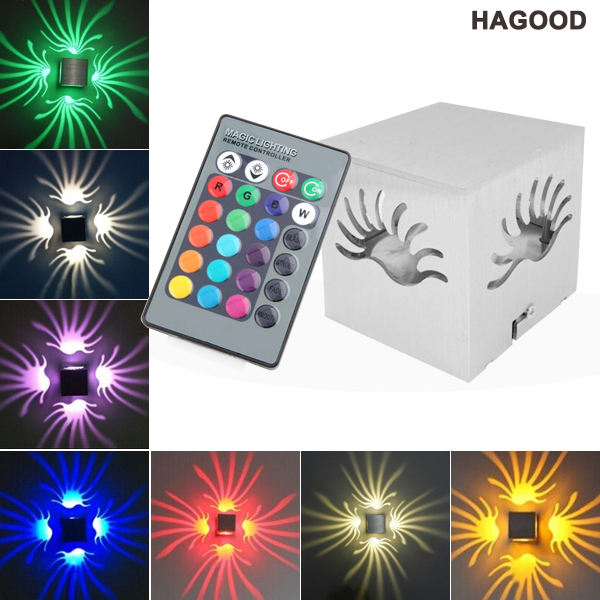 3W Aluminio Fancy RGB con controlador de luz de pared para decoración de galería de arte Balcón frontal Lámpara de pared LED 