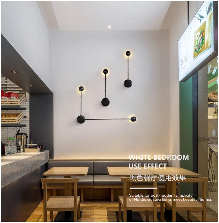 NUEVA lámpara de pared de puntos de arte, lámpara de pared de salón LED moderna, accesorios de iluminación creativos nórdicos para pasillo, lámpara de pared moderna en blanco y negro