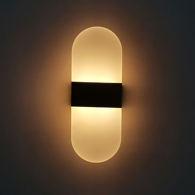 Lámpara de pared acrílica negra de ángulo redondo de 6W, lámpara de escalera para dormitorio, lámpara de pared de fondo para luz de pared LED, decoración de hotel